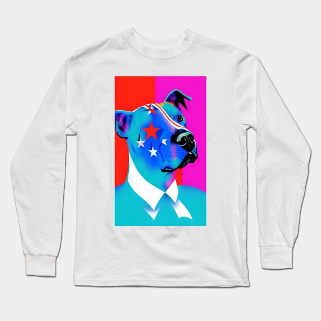 Pitbulls And Stars Long Sleeve T-Shirt by ShopSunday